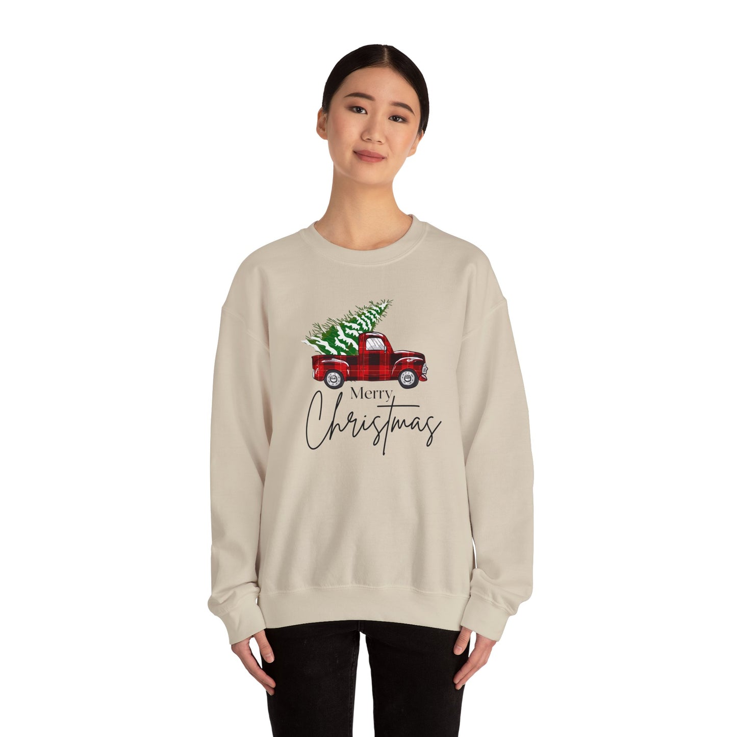 Merry Christmas Truck Unisex Heavy Blend™ Crewneck Sweatshirt