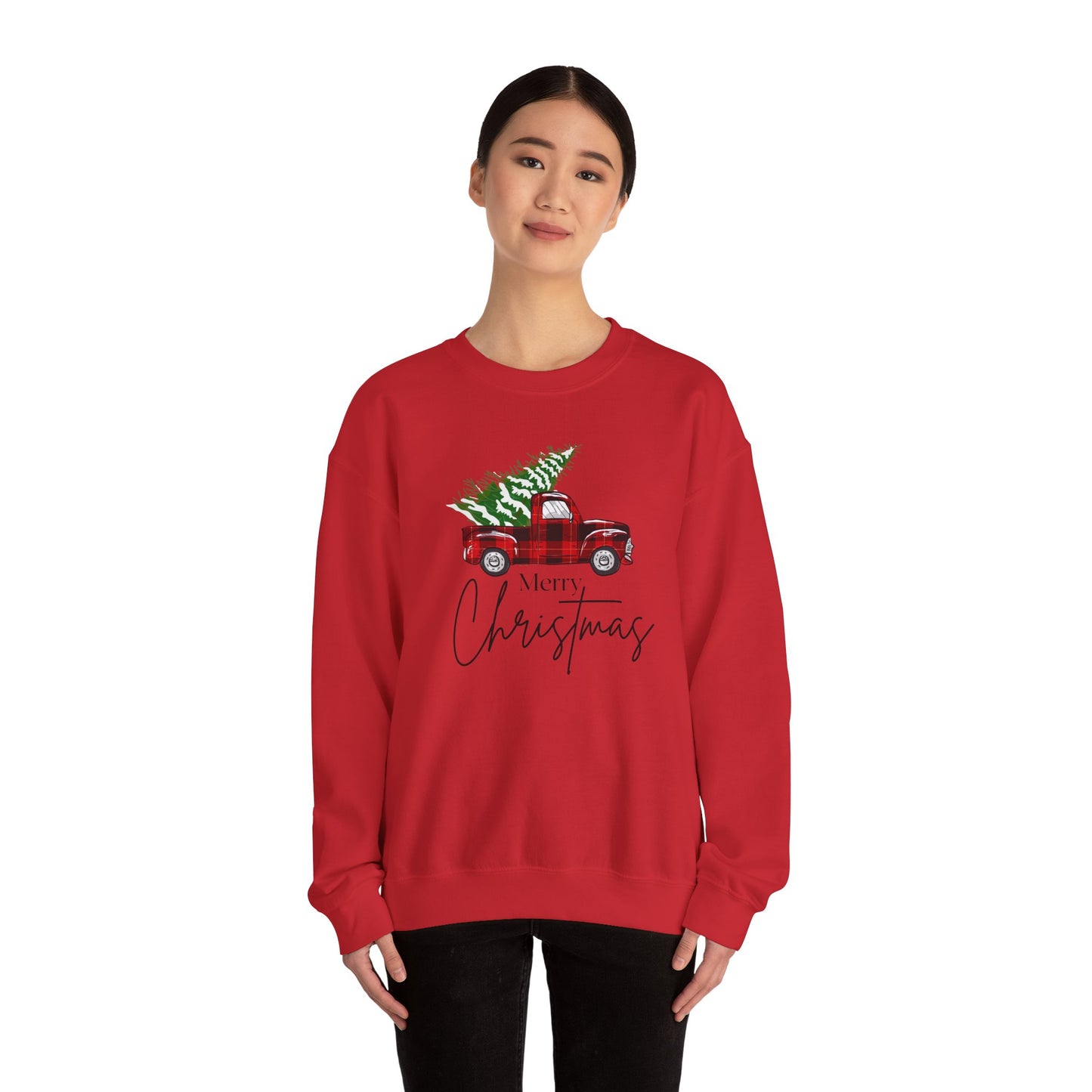 Merry Christmas Truck Unisex Heavy Blend™ Crewneck Sweatshirt