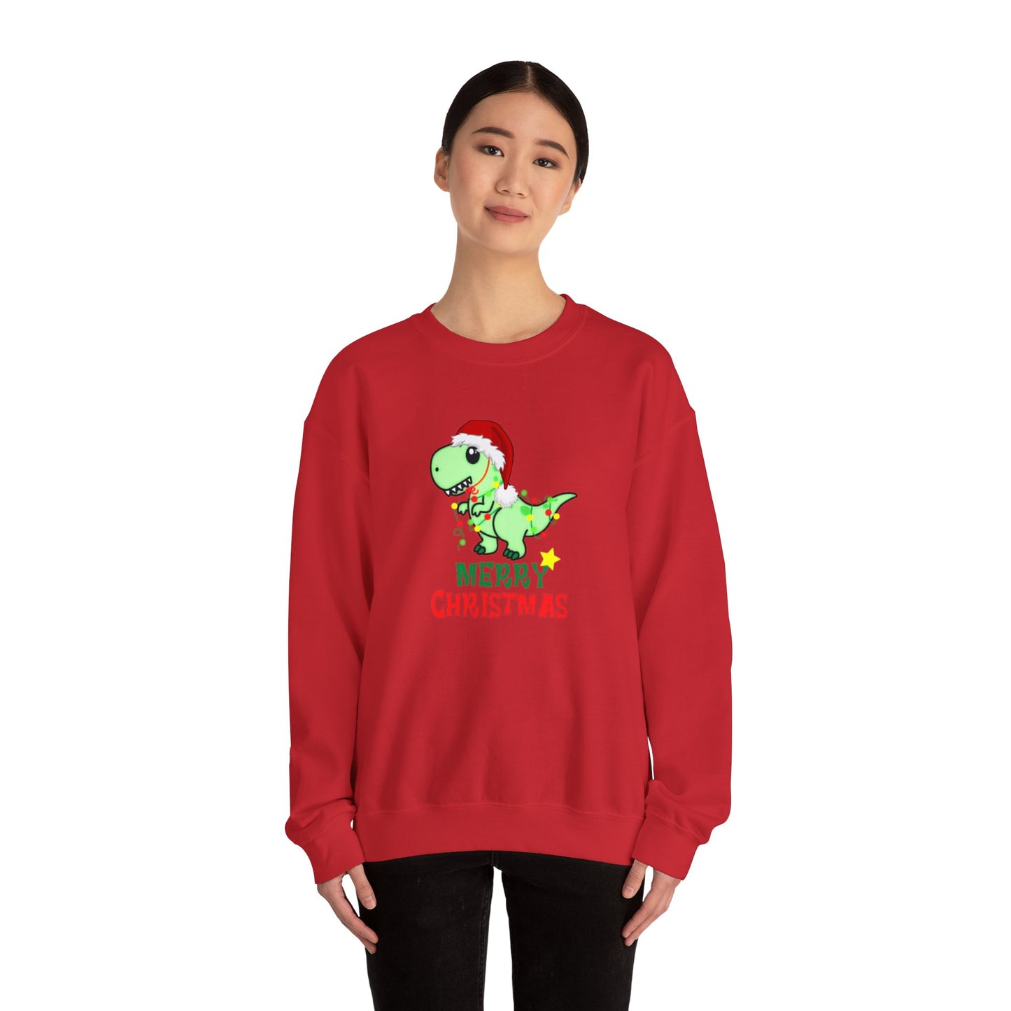 Dinosaur Christmas Unisex Heavy Blend™ Crewneck Sweatshirt, Christmas Sweater