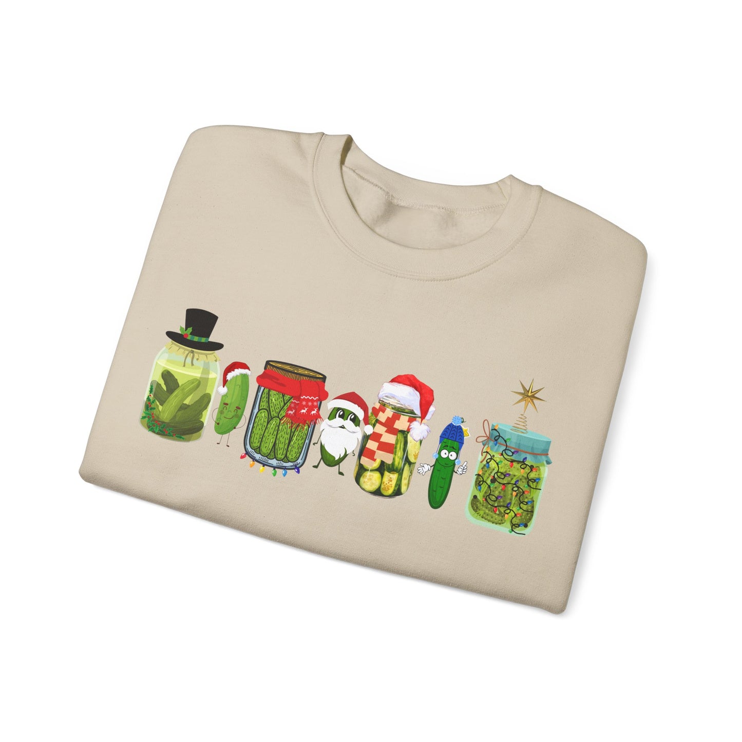 Pickle Christmas Unisex Heavy Blend™ Crewneck Sweatshirt, Cute Pickle Sweater, Pickle Sweater, Pickle themed clothes