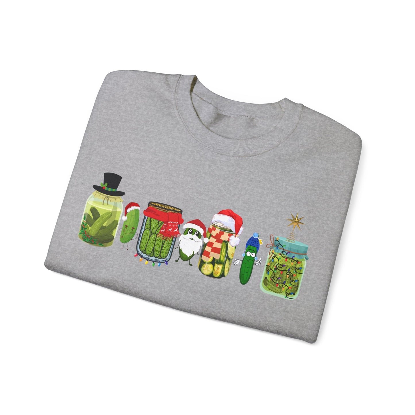 Pickle Christmas Unisex Heavy Blend™ Crewneck Sweatshirt, Cute Pickle Sweater, Pickle Sweater, Pickle themed clothes