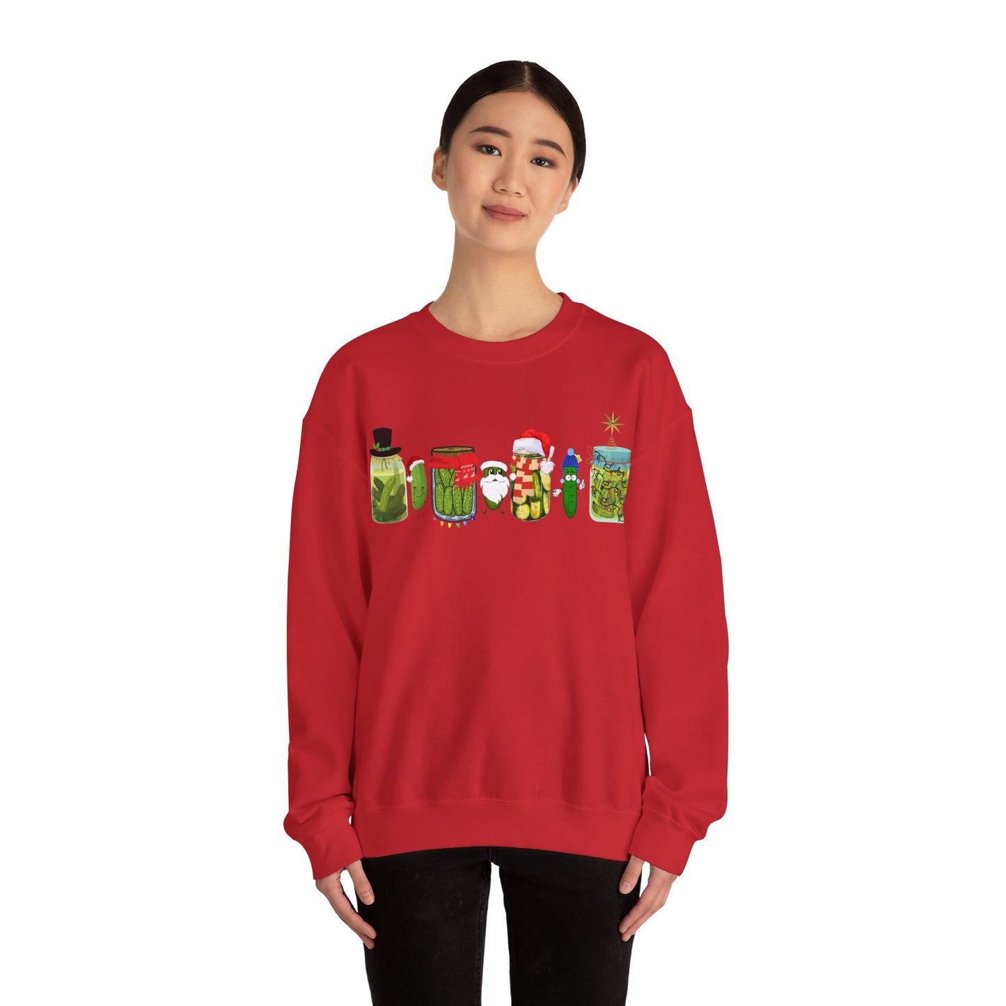 Pickle Christmas Unisex Heavy Blend™ Crewneck Sweatshirt, Cute Pickle Sweater, Pickle Sweater, Pickle themed clothes