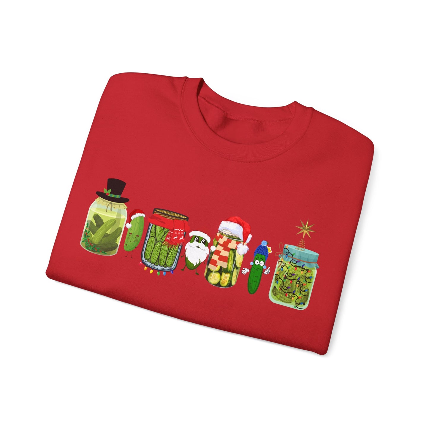 Pickle Christmas Unisex Heavy Blend™ Crewneck Sweatshirt, Cute Pickle Sweater, Pickle Sweater, Pickle themed clothes