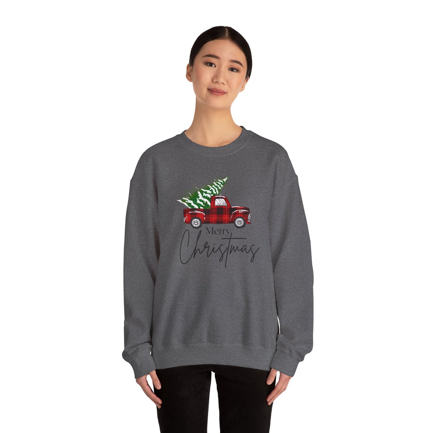 Merry Christmas Truck Unisex Heavy Blend™ Crewneck Sweatshirt