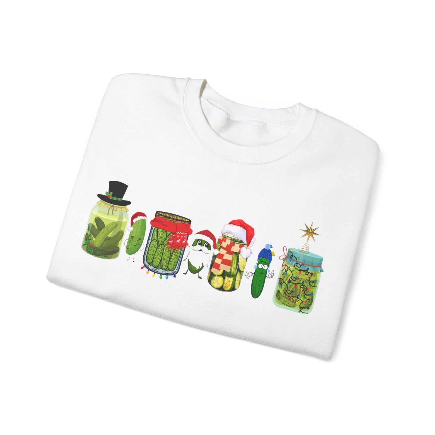 Pickle Christmas Unisex Heavy Blend™ Crewneck Sweatshirt, Cute Pickle Sweater, Pickle Sweater, Pickle themed clothes