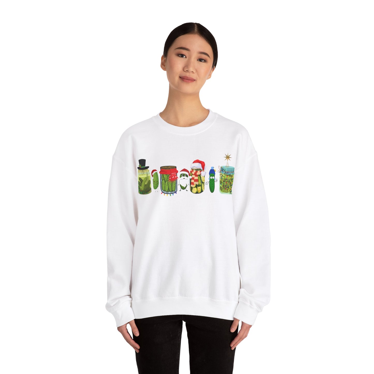 Pickle Christmas Unisex Heavy Blend™ Crewneck Sweatshirt, Cute Pickle Sweater, Pickle Sweater, Pickle themed clothes