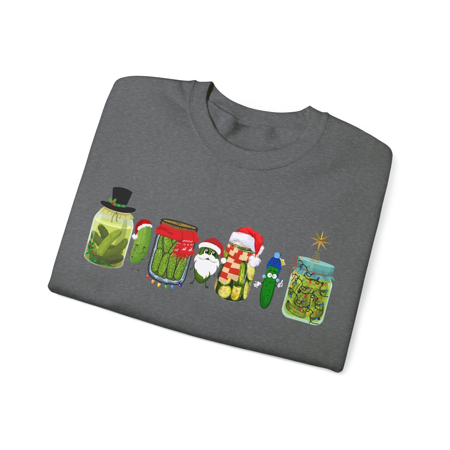 Pickle Christmas Unisex Heavy Blend™ Crewneck Sweatshirt, Cute Pickle Sweater, Pickle Sweater, Pickle themed clothes