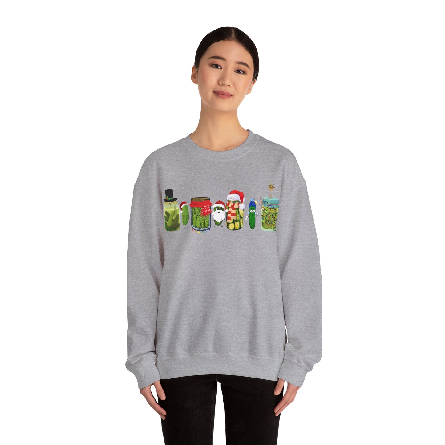 Pickle Christmas Unisex Heavy Blend™ Crewneck Sweatshirt, Cute Pickle Sweater, Pickle Sweater, Pickle themed clothes