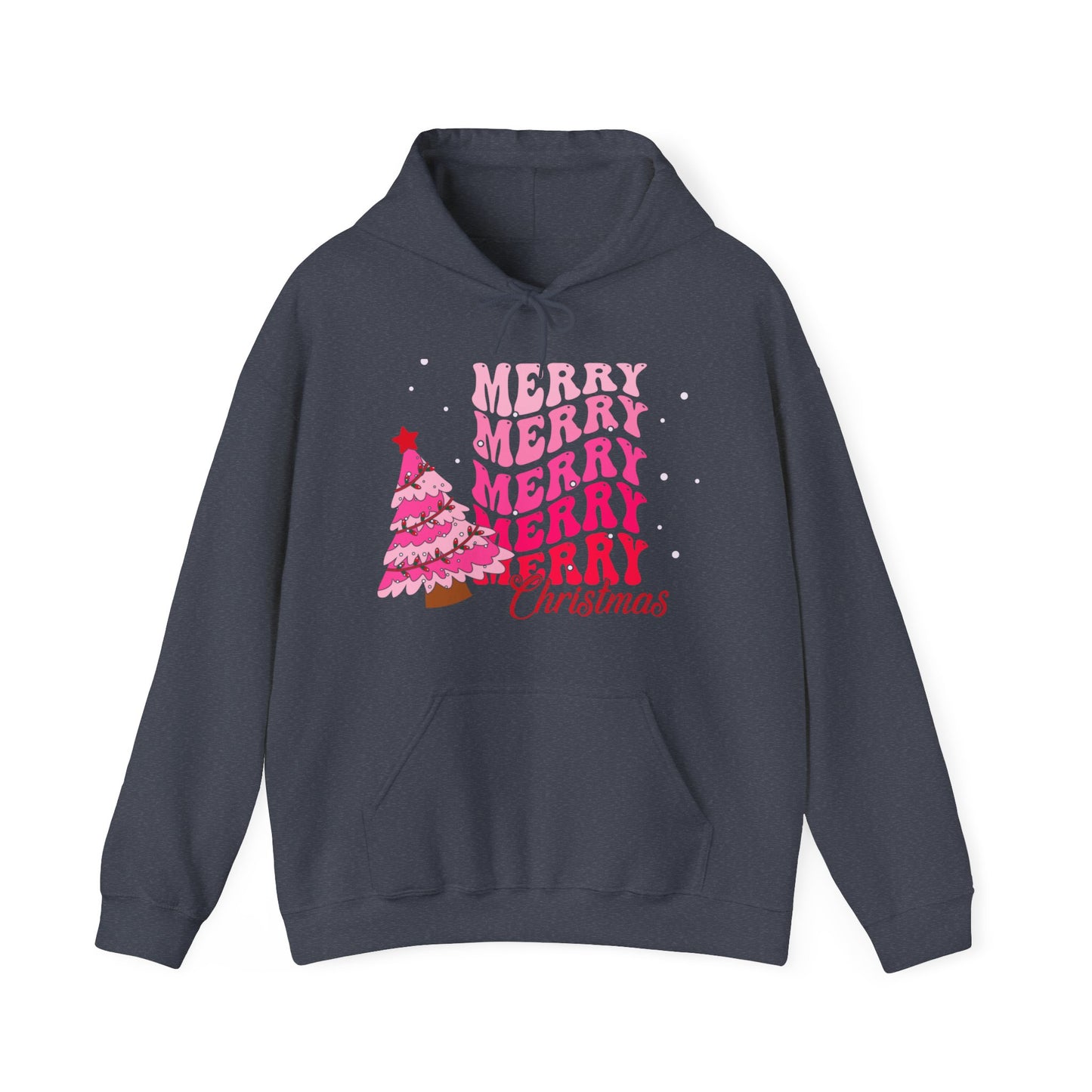 Merry Merry Merry Christmas Unisex Heavy Blend™ Hooded Sweatshirt, Christmas Hoodie