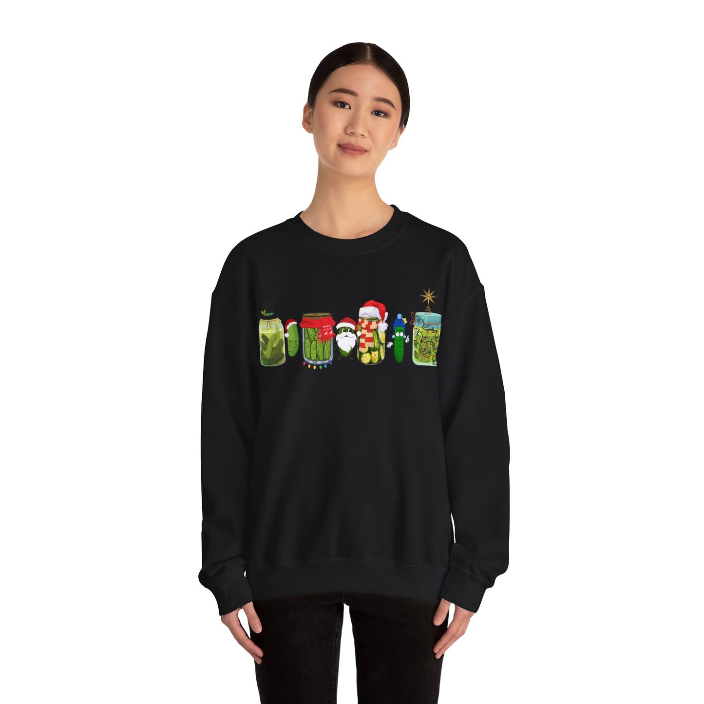 Pickle Christmas Unisex Heavy Blend™ Crewneck Sweatshirt, Cute Pickle Sweater, Pickle Sweater, Pickle themed clothes