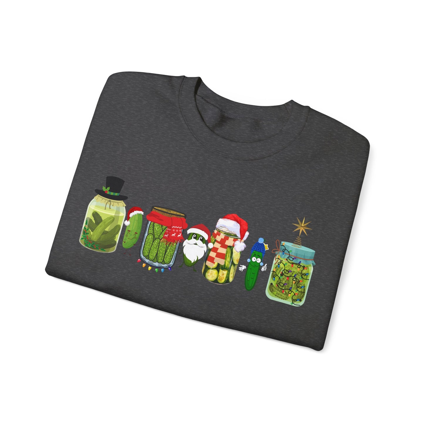 Pickle Christmas Unisex Heavy Blend™ Crewneck Sweatshirt, Cute Pickle Sweater, Pickle Sweater, Pickle themed clothes