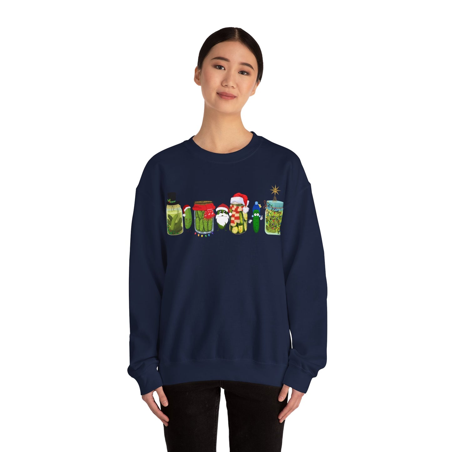 Pickle Christmas Unisex Heavy Blend™ Crewneck Sweatshirt, Cute Pickle Sweater, Pickle Sweater, Pickle themed clothes