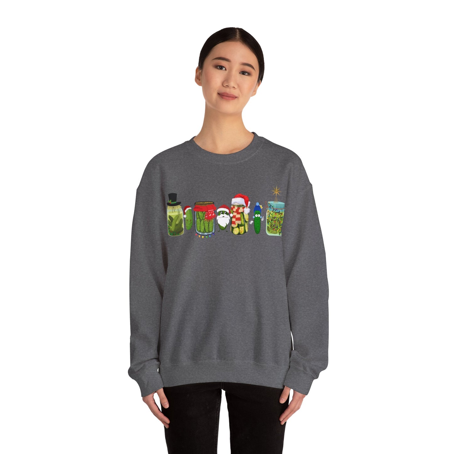 Pickle Christmas Unisex Heavy Blend™ Crewneck Sweatshirt, Cute Pickle Sweater, Pickle Sweater, Pickle themed clothes